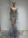 Celina Silver Jewelled Gown