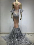 Celina Silver Jewelled Gown