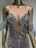 Celina Silver Jewelled Gown