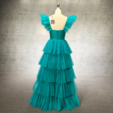 Emerald Green: Tiered Ruffle Tulle Dress