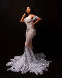 Celina Silver Jewelled Gown