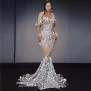 Celina Silver Jewelled Gown