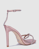 Blush Satin Crystal Heels (Rose)