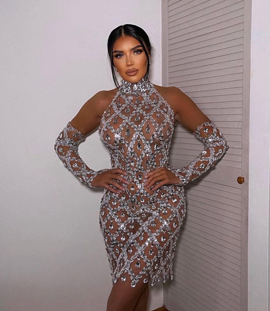 Sultry Silver Crystal Dress
