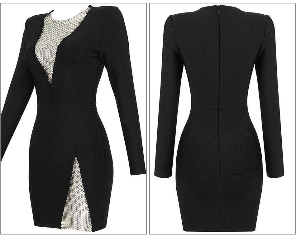 Maja Crystal Mesh Dress (Full Sleeve)