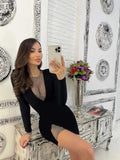 Maja Crystal Mesh Dress (Full Sleeve)