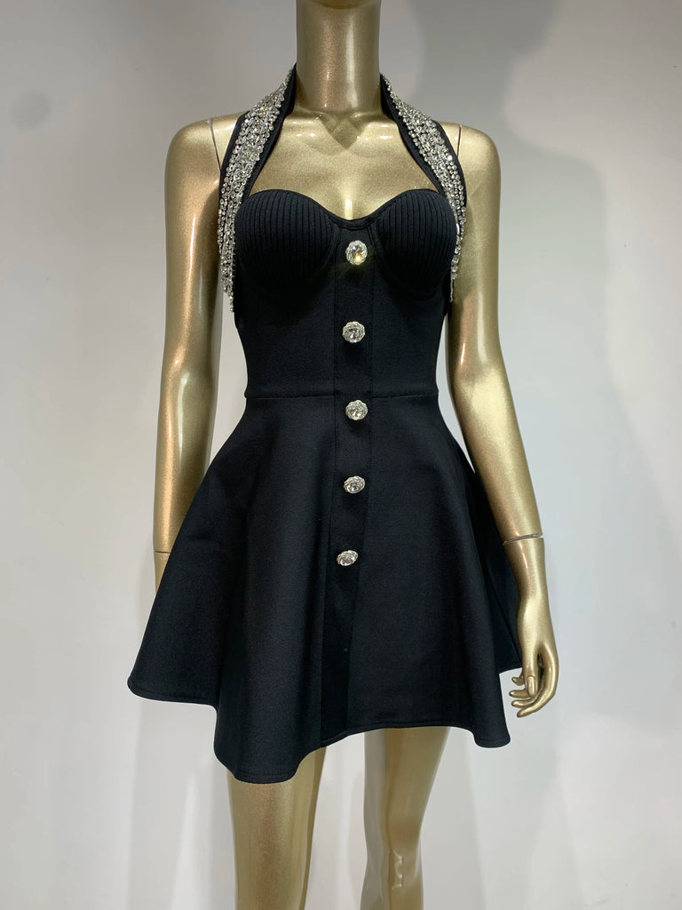 Twinkle Noir Halter Dress