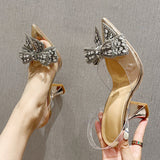 Vintage Look Bow Clear Heels