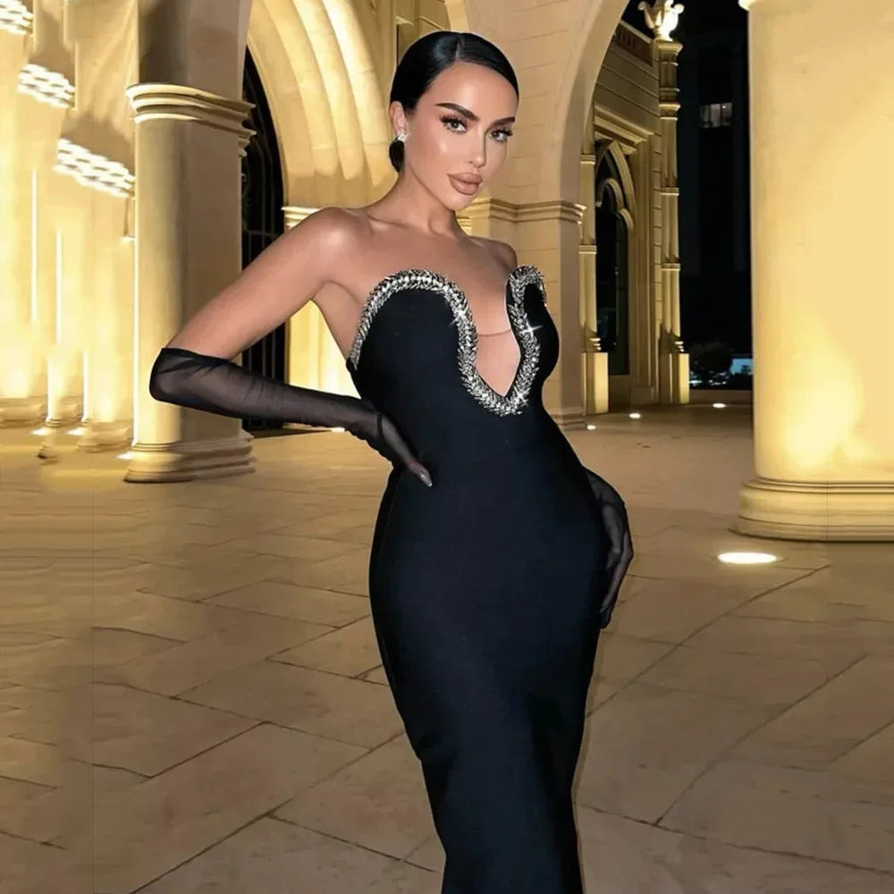 Saige Crystal Dress (Black)