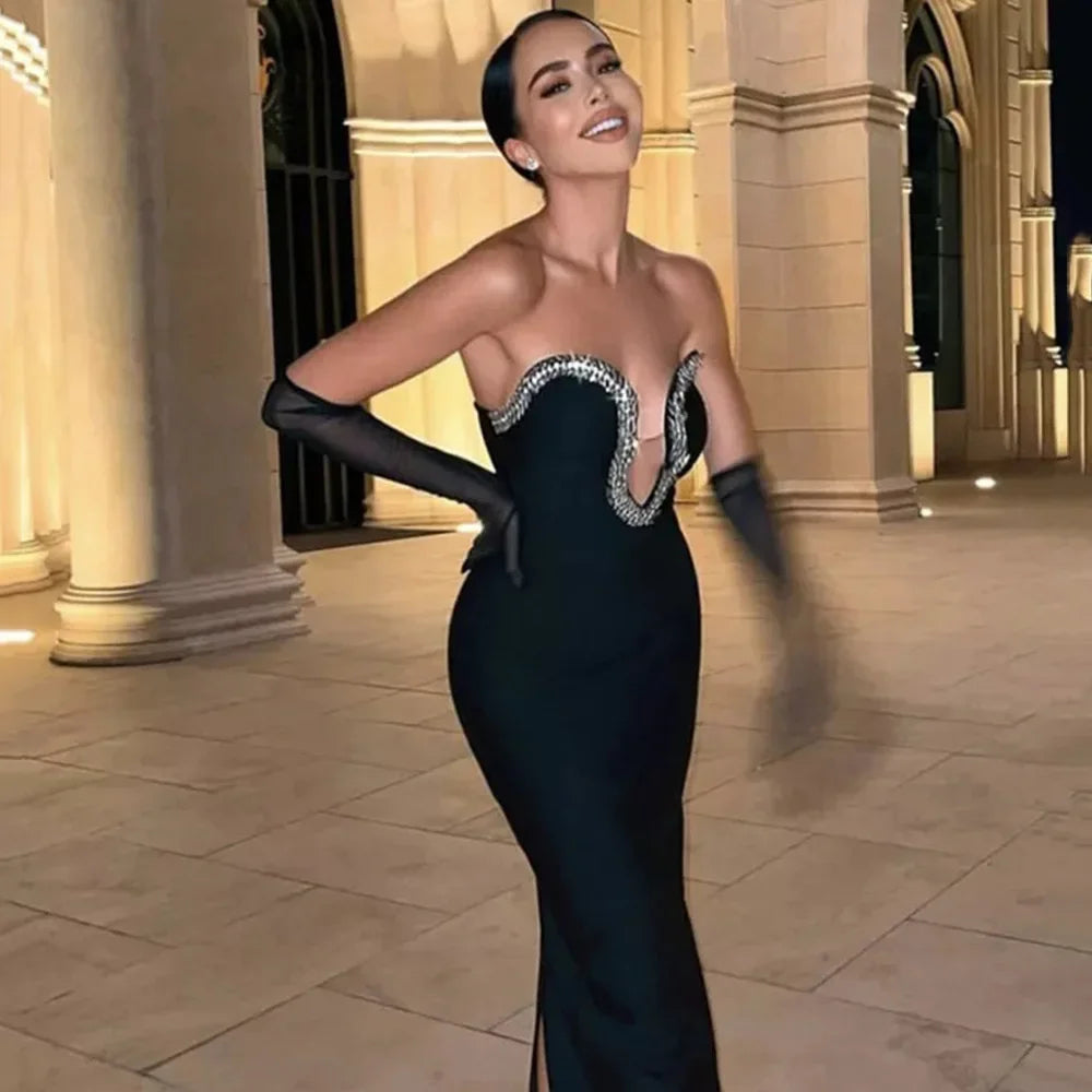 Saige Crystal Dress (Black)