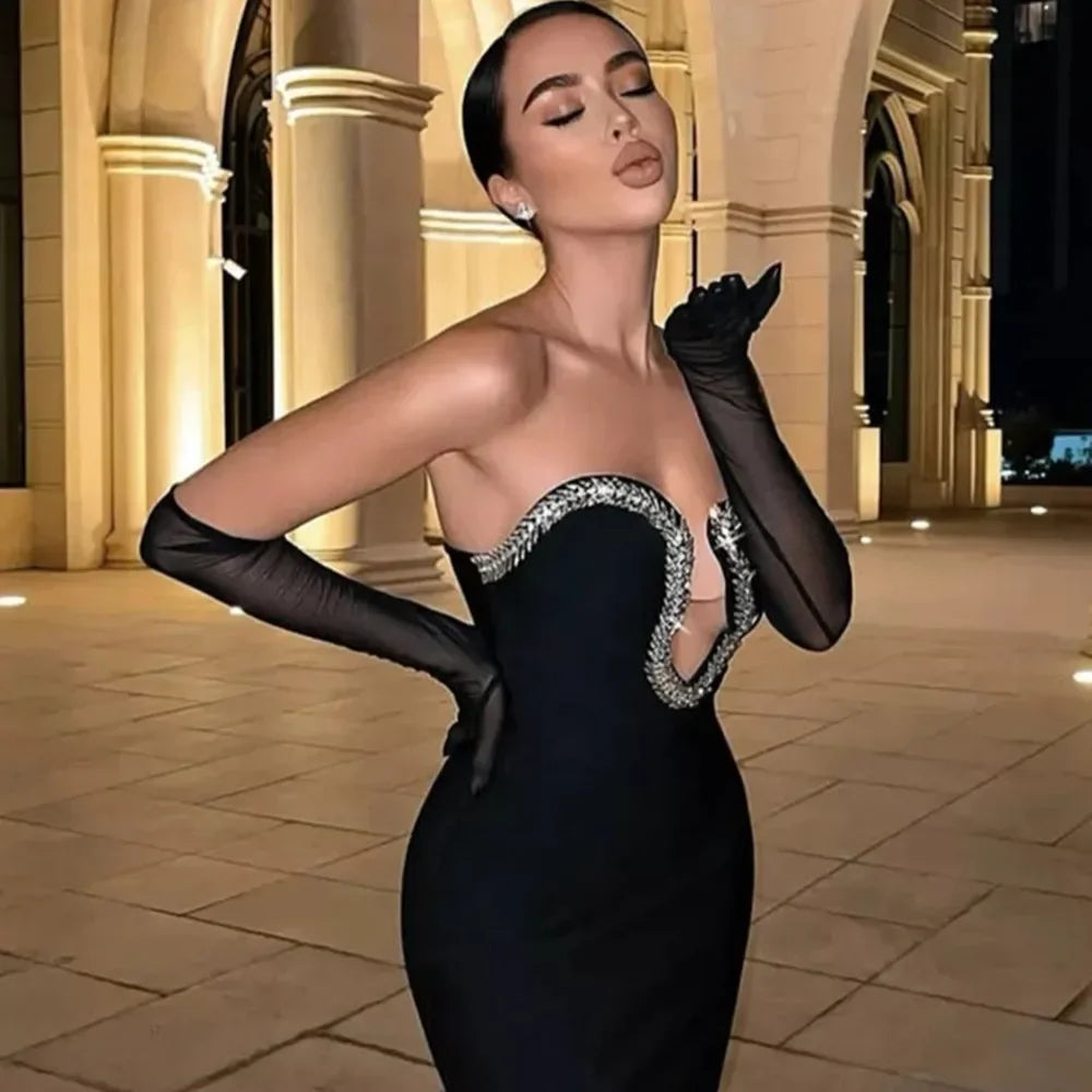Saige Crystal Dress (Black)