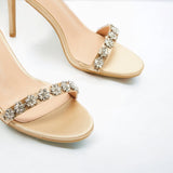 Dusty:  Beige Crystal Strap Heels