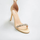 Dusty:  Beige Crystal Strap Heels