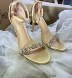Dusty:  Beige Crystal Strap Heels