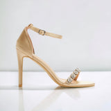 Dusty:  Beige Crystal Strap Heels