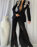 Milly: Crystal Blazer with Flared Pants  (2 Piece Set)