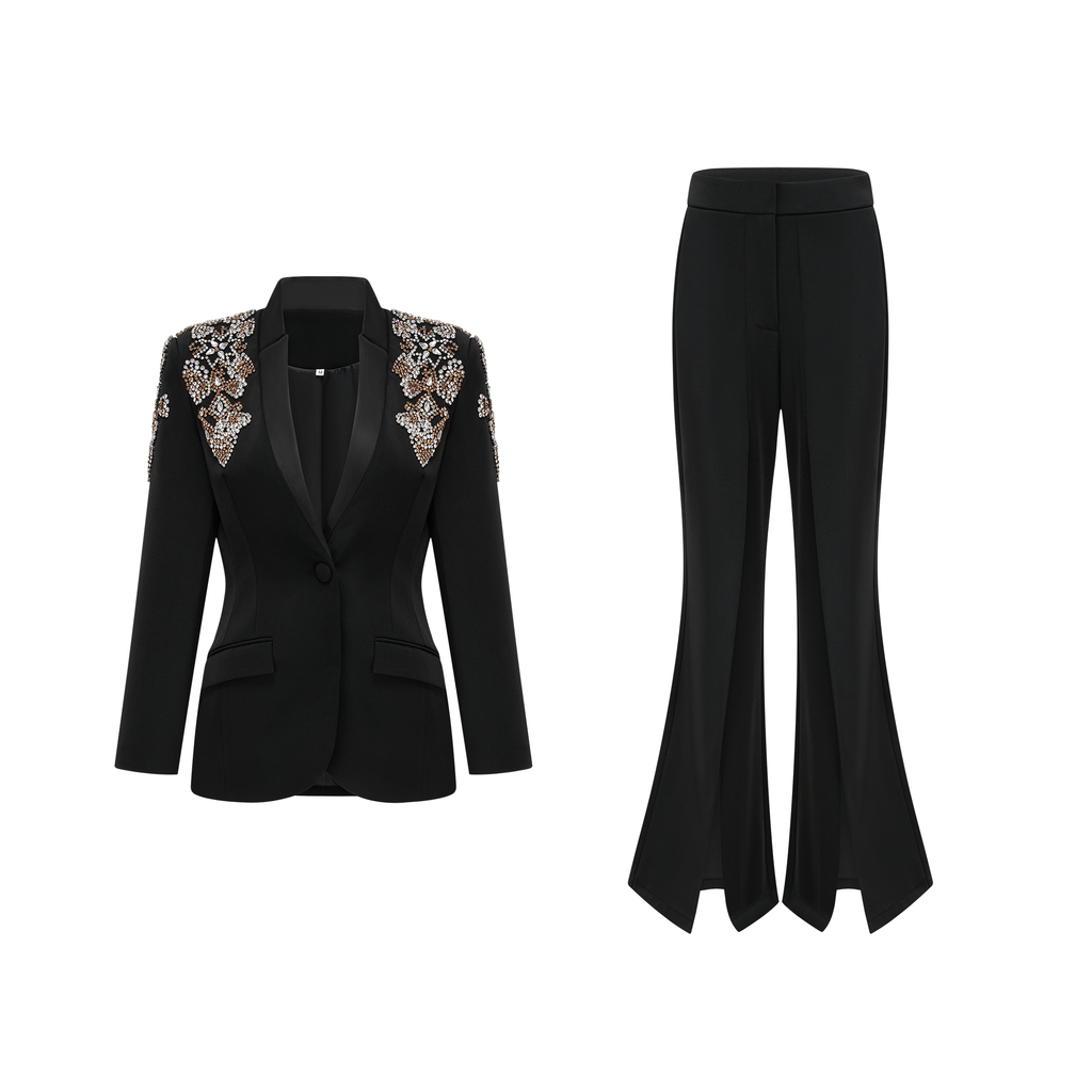 Milly: Crystal Blazer with Flared Pants  (2 Piece Set)