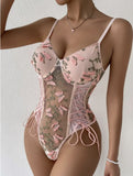 Camilla Bodysuit (Blush - Lace  & Embroidered)