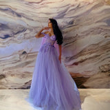 Audrey Lilac Floral Tulle Dress