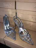 Clear Silver Crystal Heels - Amelia