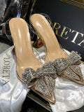 Vintage Look Bow Clear Heels