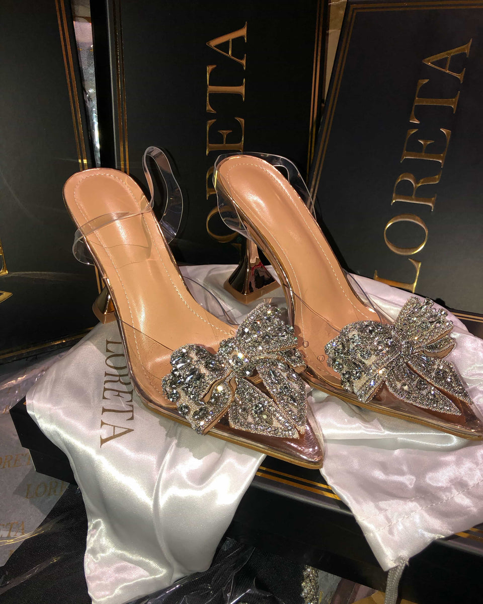 Vintage Look Bow Clear Heels – LORETA - Main Image