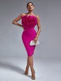 Darby Strapless Feather Bandage Dress