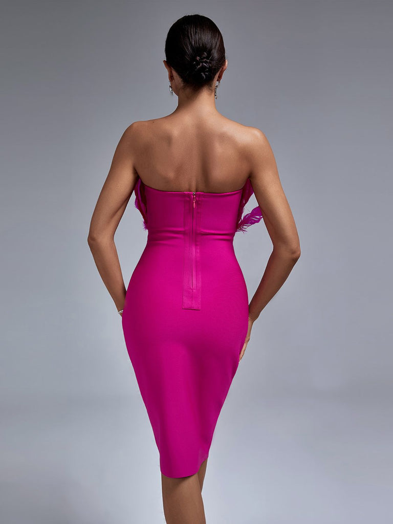 Darby Strapless Feather Bandage Dress
