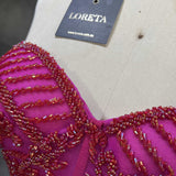 Lisa Strapless Beaded Dress (Fuchsia)