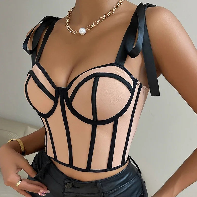 Oh Polly Lace Up Corset Bustier Top Emira Lace Up Corset Bandeau