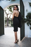 womens scuba dress with frill crepe midi puff ruffle