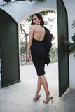 womens scuba dress with frill crepe midi puff ruffle