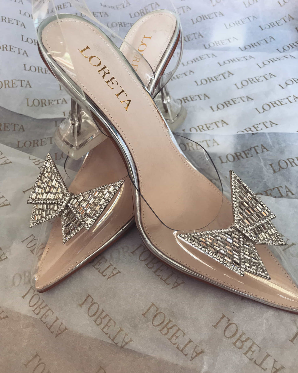 Crystal Butterfly Clear Heels