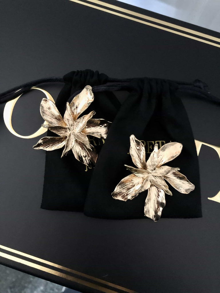 Gold Flower Stud Earrings