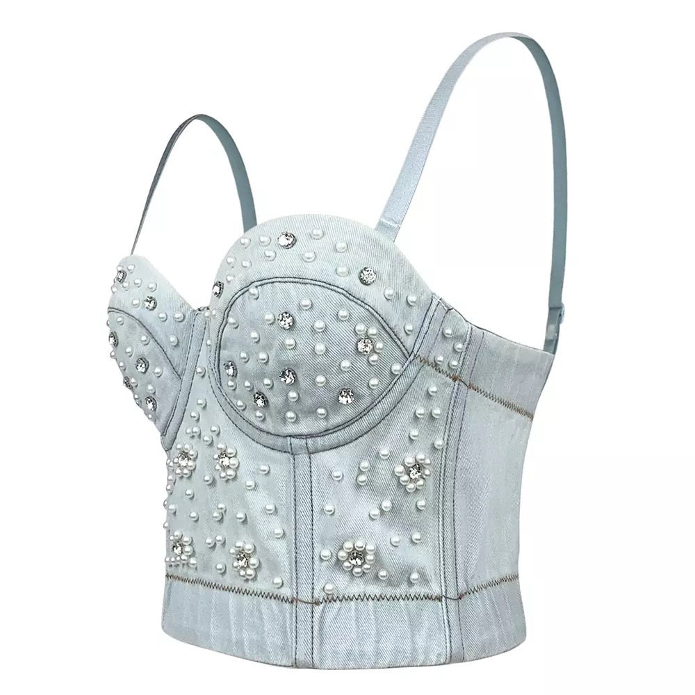 Rhinestone bustier top discount