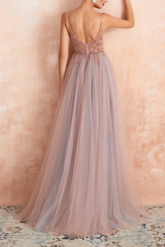 Arcadia Blush Beaded Tulle Dress