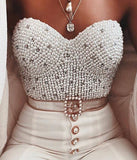 Pearl Bustier Corset Encrusted with Crystals