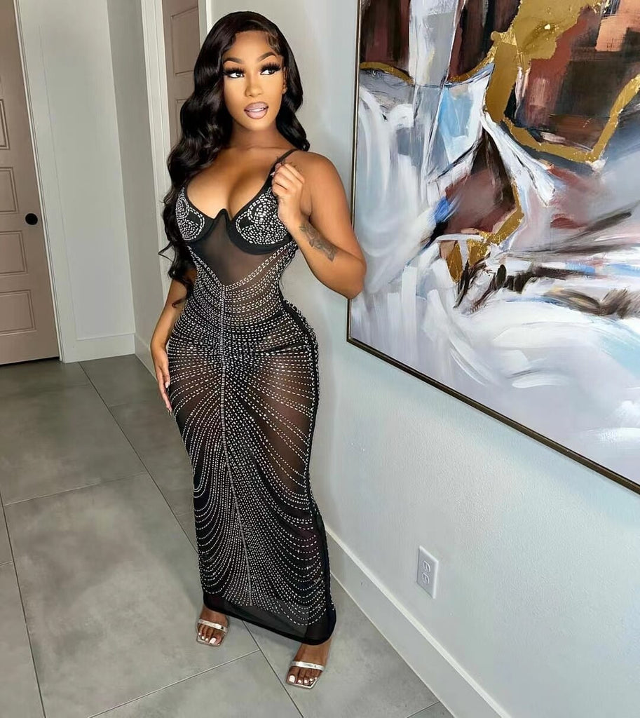 Ari Silver Stud Maxi Dress