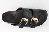 Taylor: Black Gold Buckle Flats
