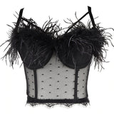 Feather & Lace Bustier Corset Top