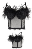 Feather & Lace Bustier Corset Top
