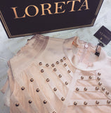 womens bandage stud gold embellishment dress black nude thick