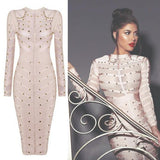 womens bandage stud gold embellishment dress black nude thick