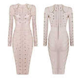 womens bandage stud gold embellishment dress black nude thick