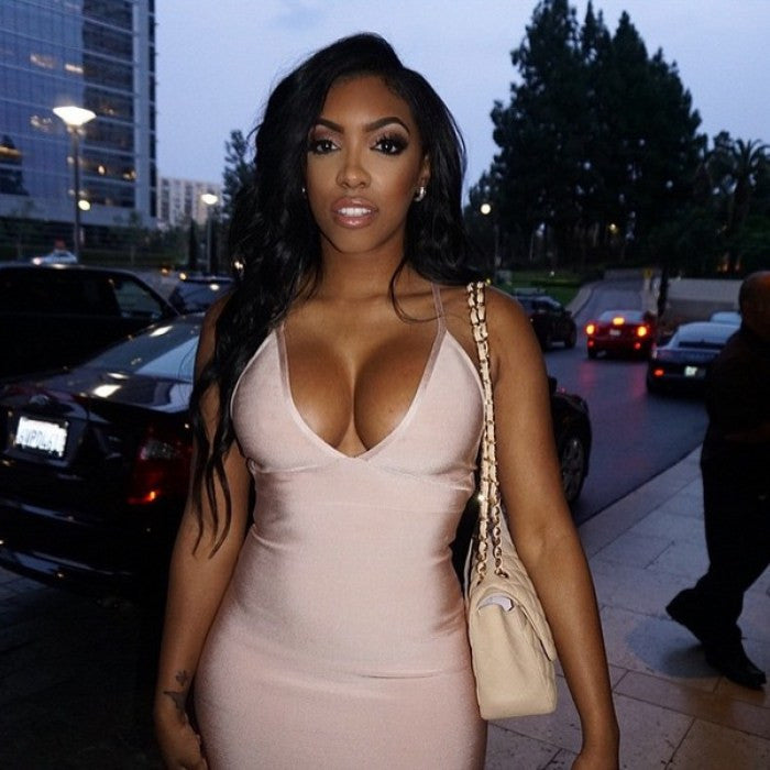 womens bandage v cut plunge bodycon dress straps sexy push up