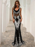 Valeria Black Silver Gown