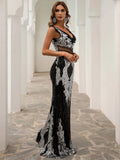 Valeria Black Silver Gown