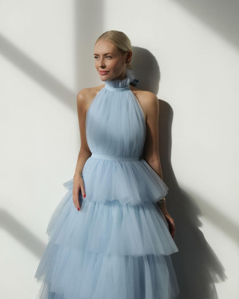 Soft Petal Tulle Dress (Sky Blue)