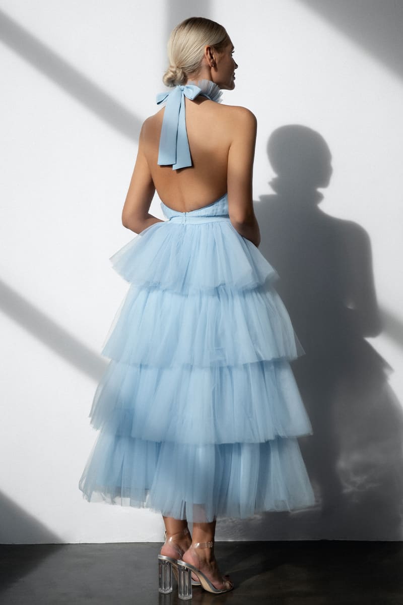 Light Blue Summer Tulle Dress Soft Petal Tulle Dress (Sky Blue)