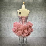 Crystalized Pink Tulle Corset Dress